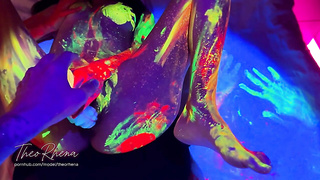 Neon Glow Xxx – Wild Fluorescent Hump on the Sofa with TheoRhena!