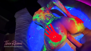 Neon Glow Xxx – Wild Fluorescent Hump on the Sofa with TheoRhena!