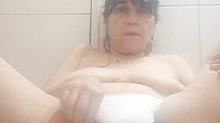 Step-mom soils undies with ejaculation mayo