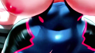 D.va Gushes with Sensation in Ahegao, Dribbling From Her Gullet as She Rubs Her.