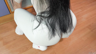 Step-mom neglects masturbating off in the kitchen