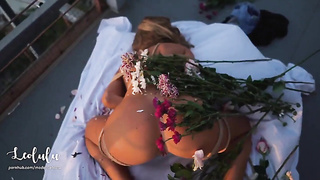 Restrain bondage On The Balcony! Harsh Fucky-fucky And Flower Smacks - Amateur Duo (Leo Lulu, Real Duo)