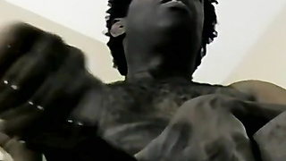 JoeSchmoeXXX.com - Wooly black boy drains off his awesome trouser snake with feisty masturbates