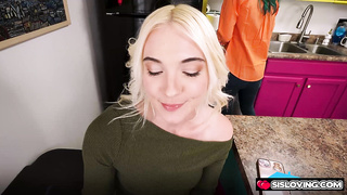 Amber Maddie deep-throats her stepbros man-meat
