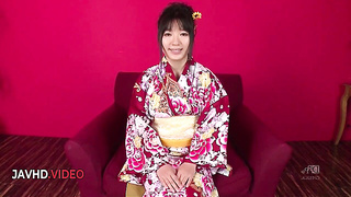 Chiharu offers passionate JAV suck off then gets aggressively pounded in her kimono