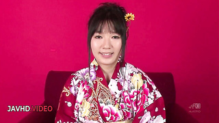 Chiharu offers passionate JAV suck off then gets aggressively pounded in her kimono