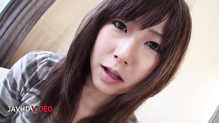 Sultry Asian honey Reina rails hard-on strongly then gets her vag creamed