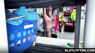 Shoplifter Little Khloe inhales officers prick