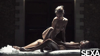 Black Hottie and Fabulous Light-haired Lubricant Each Other Up for G/g Hook-up