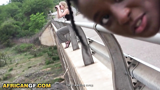 Supah Taut Ebony Vulva Boinked POINT OF VIEW By Ginormous White Beefstick Beau Outdoors
