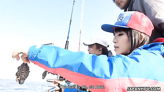 Sena Sakura Wins The Fishing Compete And She Is Pounded On The Boat