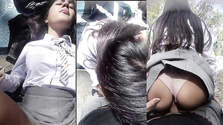 Uber-sexy Girlfriend Bunk Class Providing Blow-job Switch sides Cowgirl Cool Clean-shaven Slit Pulverized Rock hard By BOYFRIEND In Outdoor