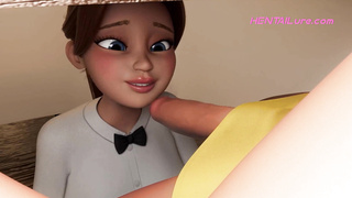 Private Service ● Restaurant Bliss: Big-titted Waitress Deepthroats Ladyboy Pink cigar Under Table (4K Cartoon)