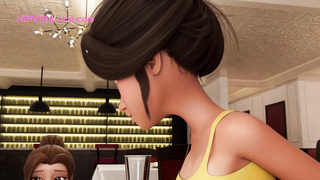 Private Service ● Restaurant Bliss: Big-titted Waitress Deepthroats Ladyboy Pink cigar Under Table (4K Cartoon)