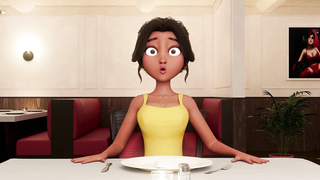 Private Service ● Restaurant Bliss: Big-titted Waitress Deepthroats Ladyboy Pink cigar Under Table (4K Cartoon)