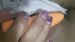 Lil' Ebony Teenie Frolicking with her Cootchie while no ones Home.