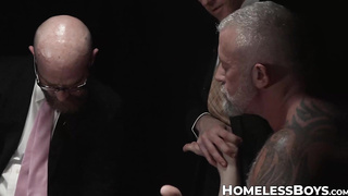 Danny Wilcoxx spitroasted by unshaved folks Fap Dixon and Legrand Hunk