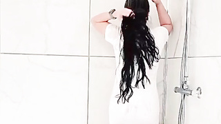 Showering Dressed in white Witness thru sundress by msspinay from OnlyFans - Coomer