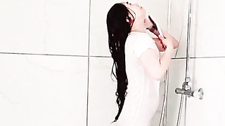 Showering Dressed in white Witness thru sundress by msspinay from OnlyFans - Coomer