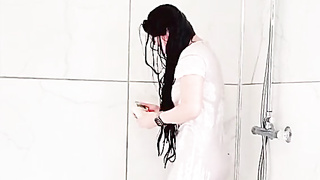 Showering Dressed in white Witness thru sundress by msspinay from OnlyFans - Coomer