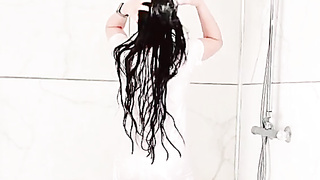 Showering Dressed in white Witness thru sundress by msspinay from OnlyFans - Coomer