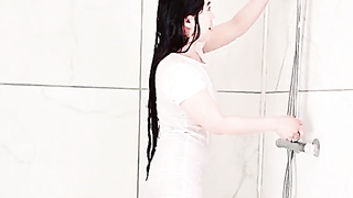Showering Dressed in white Witness thru sundress by msspinay from OnlyFans - Coomer