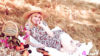 Puny platinum-blonde doll passion posing activity