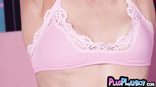 Adorable smallish bra-stuffers honey passion posing