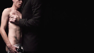 Suited Eli Bennet's ginormous fountain with suited Legrand Hairy man's boner