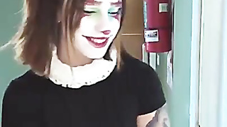 Clown Damsel Brujita Roja’s Nailing Concludes With A Facial cumshot