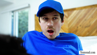 TRANSSEXUAL Step-mom nails the large beef whistle of delivery boy