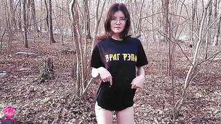 Real Public Romp with a Slender Hottie in a Woods Grove of a City Park in an Ear...