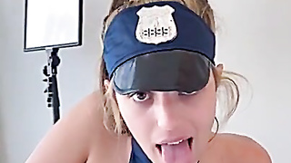 Police Officer Ambsofficialxo Makes A Trunk Jizm With Her Funbags