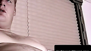 Mustached fellow faps off on the sofa in screaming rapture