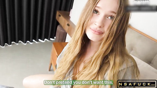 Scorching Blondie with Massive Bosoms Taunted and Massaged on Couch