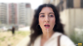 Sweetheart Katty West Asks Random Man to Jism on Her Face for a Public Cumwalk