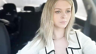 Cool Blond in Bosom-Baring Garment Taunts in Camper