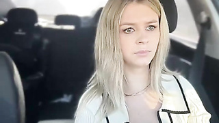 Cool Blond in Bosom-Baring Garment Taunts in Camper