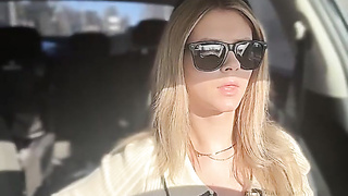 Blond Honey Driving Around Like a Superslut in Van