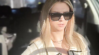 Blond Honey Driving Around Like a Superslut in Van