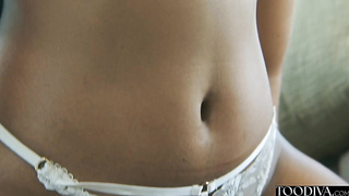 Sizzling Ebony Sits astride Fellow on Bed TooDiva