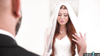 Jumpy teenie bride loosening herself down