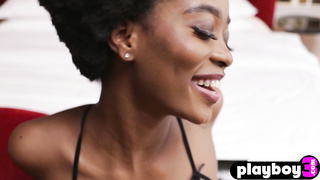 Puny and curly ebony stunner molten posing