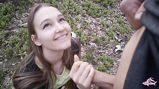 Beautiful nympho in the woods made me jism in her jaws