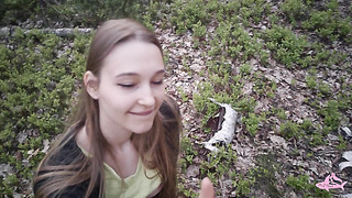 Beautiful nympho in the woods made me jism in her jaws