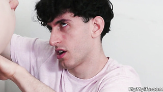 Loosening down bullied man with phat jugs