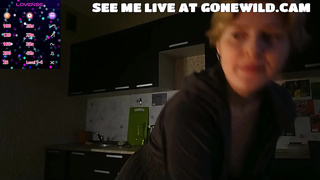 Joy School Gal Taunts in Open Hoodie Kitchen Web cam