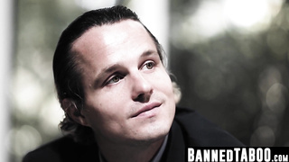 Ella Reese's hard-core spitroast concludes in facial cumshot sensation