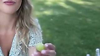 Picnic in Paradise with Buxomy Platinum-blonde Tru Kait