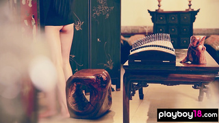 Asian porcelain girl showcases her muff